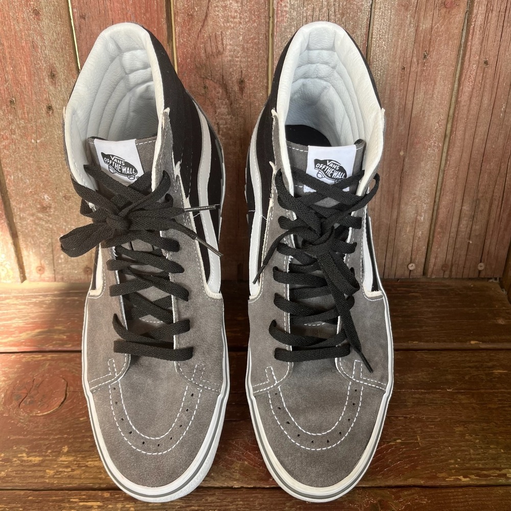 Vans Sk8-Hi Bolt Mens US 13 Gray Black White High Top Skater Suede Shoes 721454
